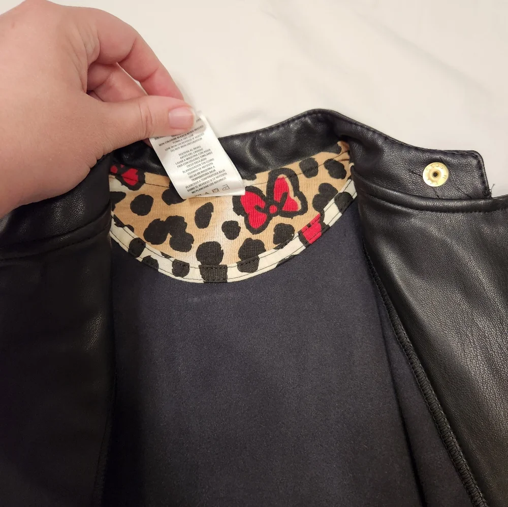 Disney minnie mouse faux leather black moto jacket